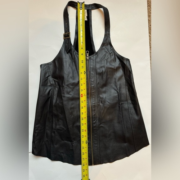 XCVI Perforated black Leather Motorcycle Vest Sleeveless Racerback in W’s small - Picture 3 of 7